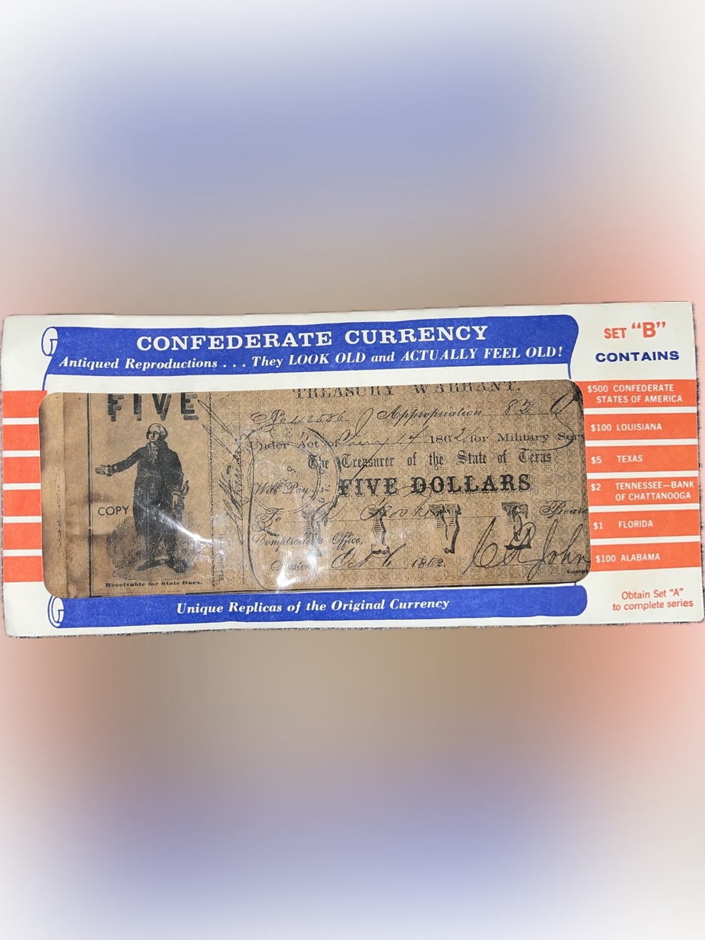 Set B Confederate Currency Antiqued Reproductions Souvenirs Keepsake